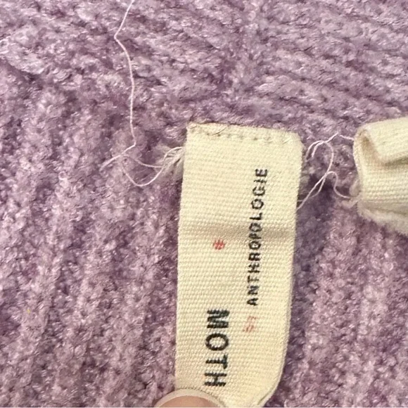 Moth Anthropologie Lightweight Tie Front V Neck Lavender Purple Sweater Size M - Picture 3 of 3